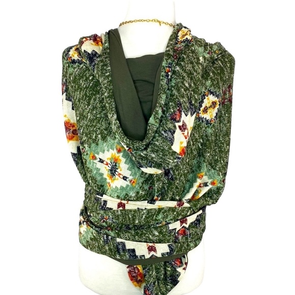 Bill Hallman Aztec Hooded Wrap Or Blouse - Picture 3 of 5